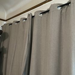 3x Panels Of Grommet Hole Curtains