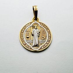 ✅Solid 14k Gold Oro Saint Benedict Medal Protection Charm Pendant