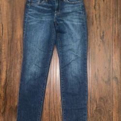 Mid-Rise Power Slim Straight Dark Blue Jeans 