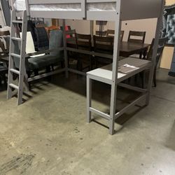 Twin loft bed with desk. Available in white & grey.  Assembly required.  Assembly not included.  Tax included. Free local delivery. 

Bed only-$330
Be