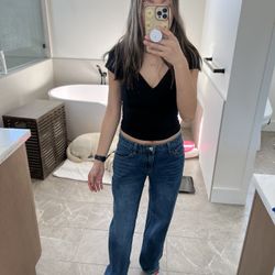 PrettyLittleThing Petite Dark Denim Jeans Size 0, UK 4, EUR 32