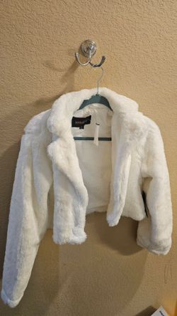 White faux fur jacket