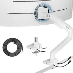 New Ultrawide Monitor Arms White with USB A/C, Heavy Duty Monitor Arm for 17 to 49 inch Screen