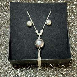Silver 925 Necklace And Earrings Set