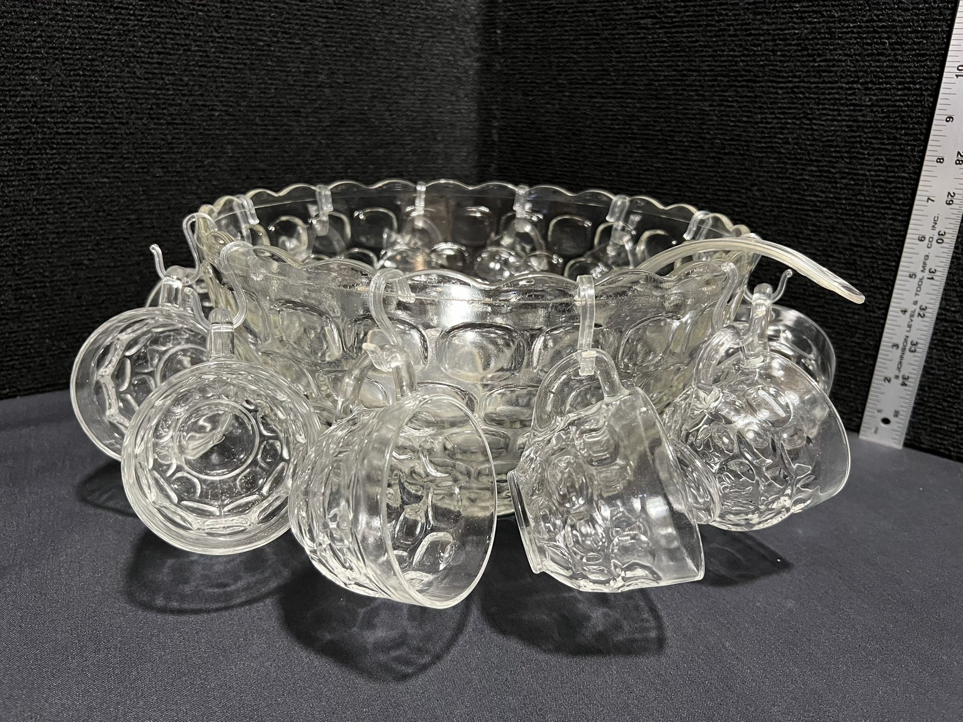 Vintage Federal Glass "Jubilee" Punch Bowl Set