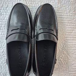 COACH Mens Size 9 Black Leather Loafers NEVER WORN