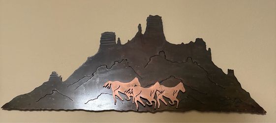 Metal Wall Art Running Horses Desert Scene