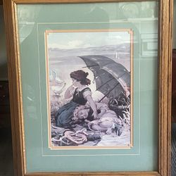  1894 chromolithograph print titled "Two In The Shade." 23”x 19” Including Frame