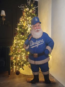 Dodger Santa Wooden Decor, 5ft, Handmade