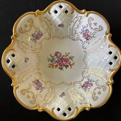 VTG Reichenbach German -Floral Pierced Porcelain