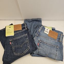 Lot of 2 NWT Levi’s 511 Slim Jeans W32 L36 – Light & Dark Blue Denim
