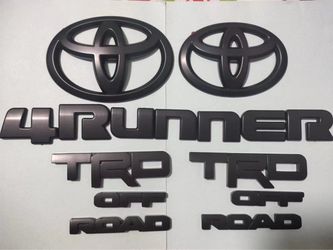 Overlay ! New 2014-2024 Toyota 4Runner Trd Off Road Matte Black Out Emblem Kit