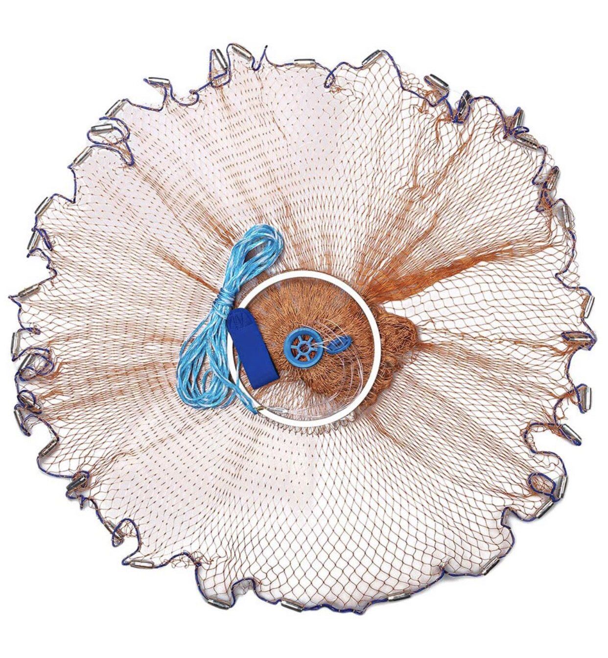 Yeahmart Saltwater Fishing Cast Net with Aluminum Ring for Bait Trap