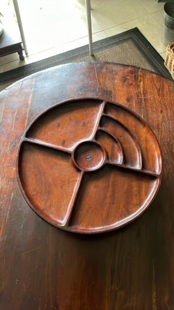 Round Wooden Divided Serving Tray