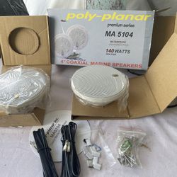 Poly-Planar MA 5104 Water Proof 4” Coaxial Marine Speakers “New” $60 Firm On Price