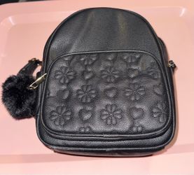Black Floral Small Backpack
