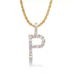 18K Gold Pl Stainless Steel Letter CZ