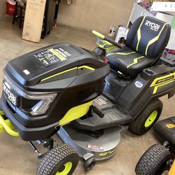 (Used Good) Ryobi 80V HP Brushless 42 in. Battery Electric Cordless Riding Lawn Tractor with (3) 80V 10Ah Batteries and Charger
