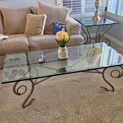 Mirror, Glass Coffee Table And Side Table 