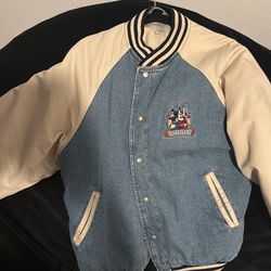 Disneyland Disney store Mickey vintage jacket bomber leather sleeve jacket