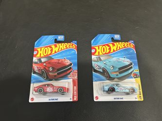 Mattel Hot Wheels HW Art Cars 1:64 Blue Red Sakura Cherry Blossom Banzai JDM  Datsun 240z - Lot Of 2 
