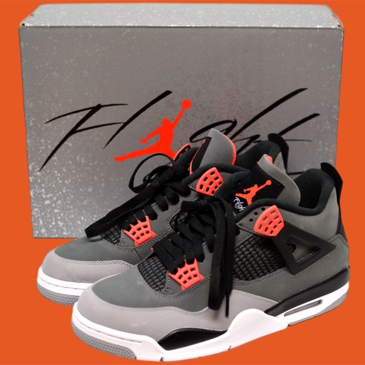 Size 10.5 - Jordan 4 Retro Mid Infrared Dark Grey, with Box