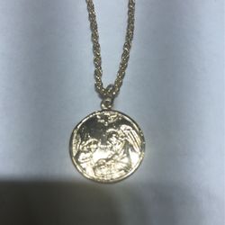 10ctw Pure Italian yellow gold Baptism charm necklace 18inc