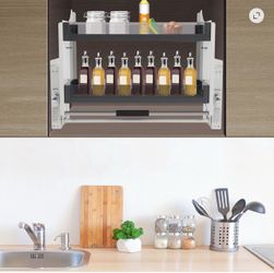 ToppiJoy 30" 2 Tier Pull-Down Heavy-Duty Shelf Organizer, Kitchen Cabinet Pull Down Shelf, Spice Rack Organizer for Kitchen