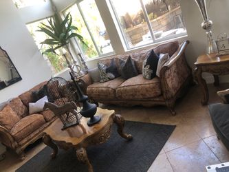 Furniture only . Sofa ,love seat 2 end tables , 1 coffee table and matching pillows