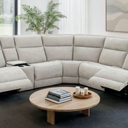 Brand New Dove Grey Super Plush Power Reclining Sectional Sofa w Storage Cooler