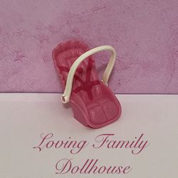Fisher Price Loving Family Dollhouse Pink Girl Doll Car Seat Baby Carrier Nursery