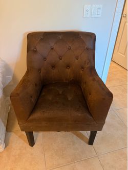 Brown Tufted Suede Accent Chair