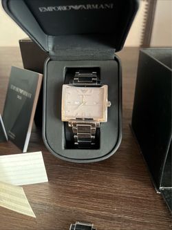 Emporio Armani Square Dial Stainless Steel Watch