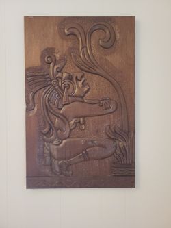 Mayan wall art wood 3 pieces