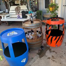Hand Painted Logo Barrel Ice Coolers