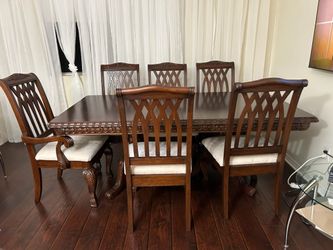 Solid Wood Dinning Set, Table With 6 Chairs