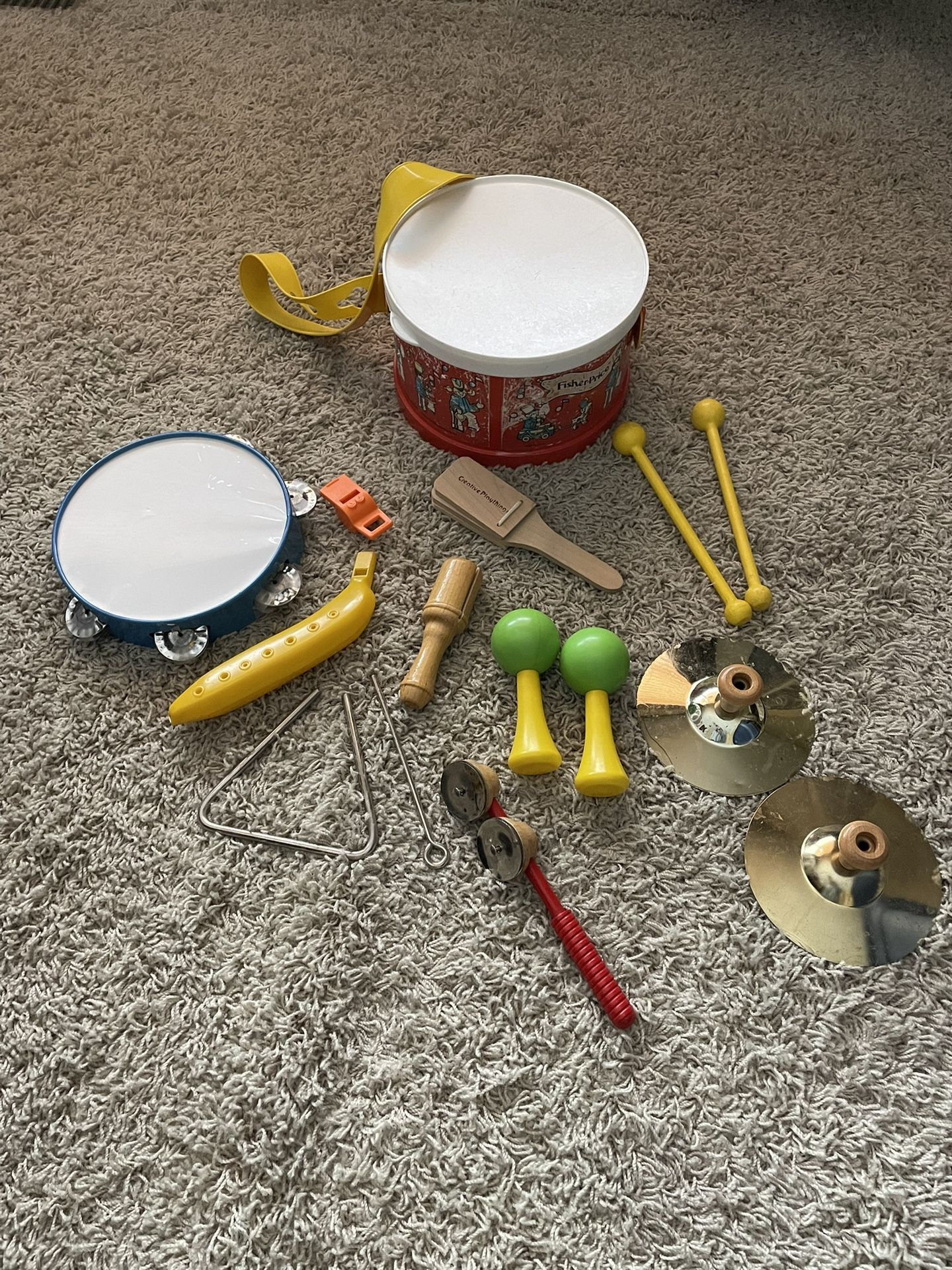 Vintage 1979 Fisher Price Drum & Set of Instruments