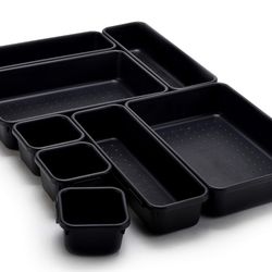 Black Interlocking Drawer Organizer Bins