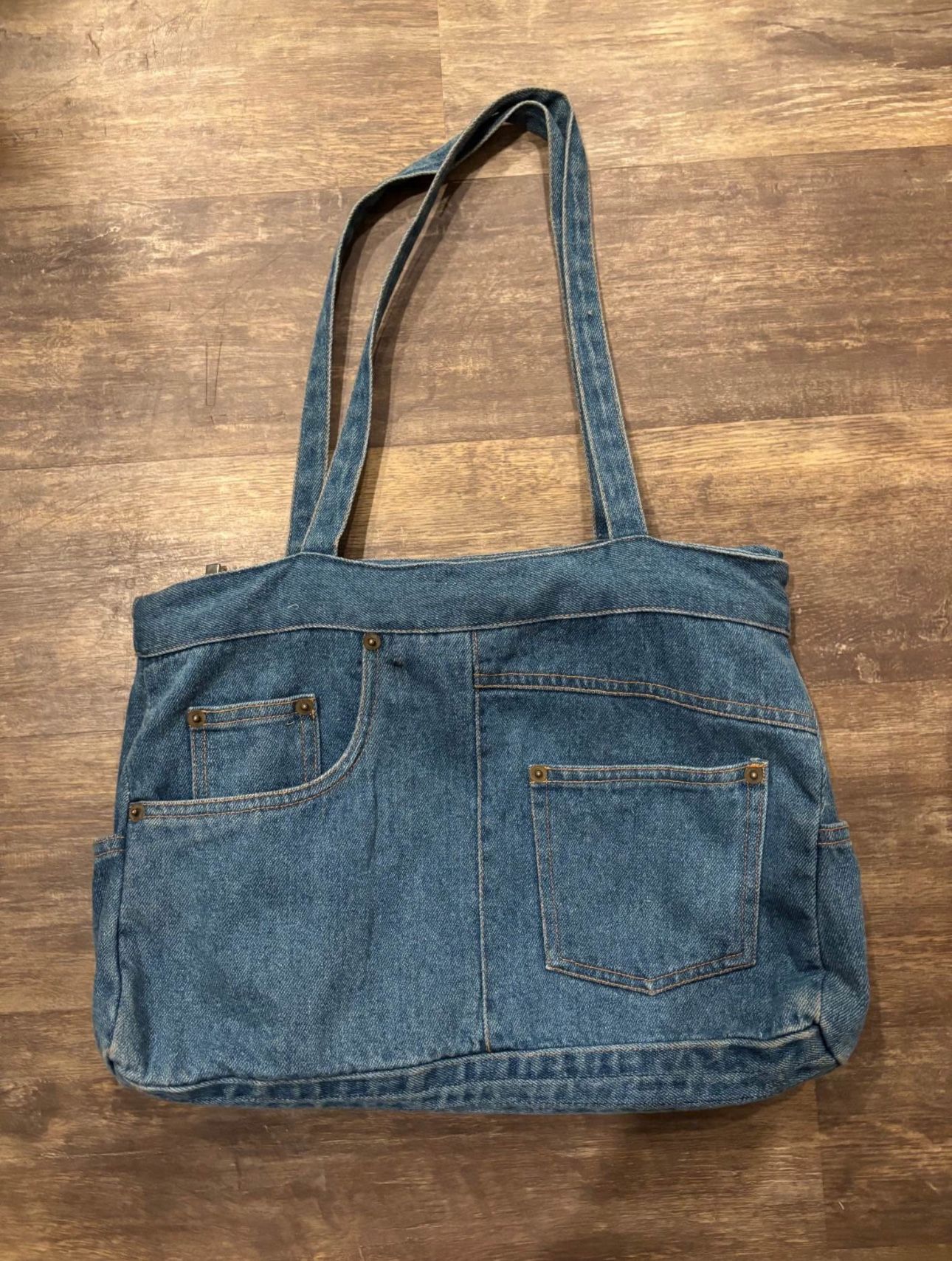 Bag handbag distressed denim fabric New