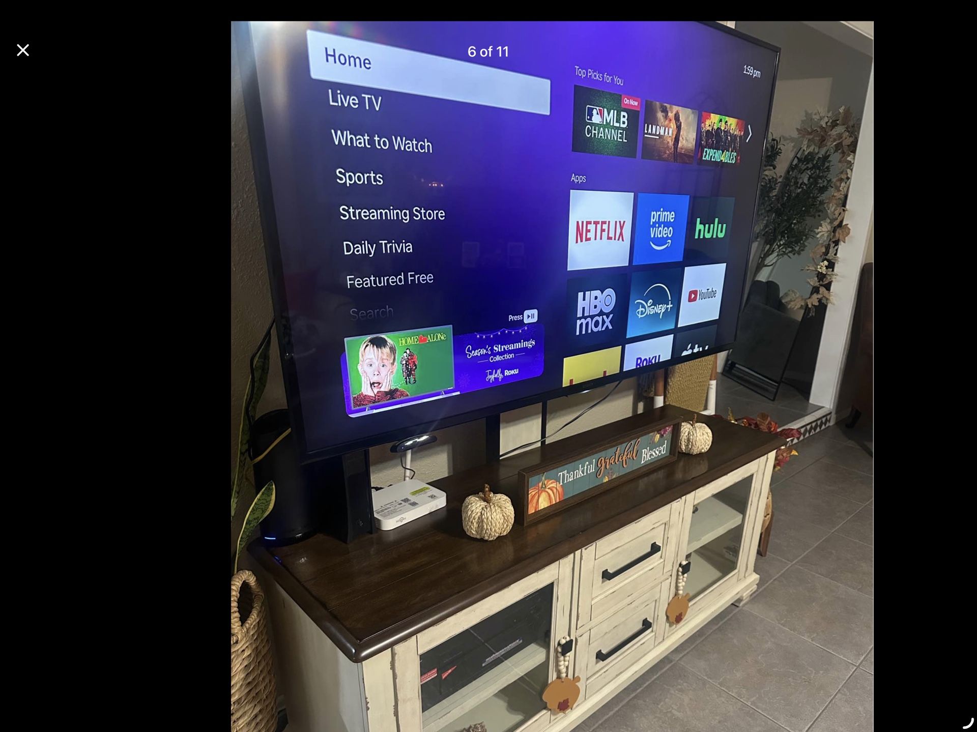 Hin Everyone We Have This Set Works Perfect Sony Tv 65’’4k It’s Not Smart Tv But Comes Wt Roku And Tv Cabinet New Stationers Nice Also Metal Frame
