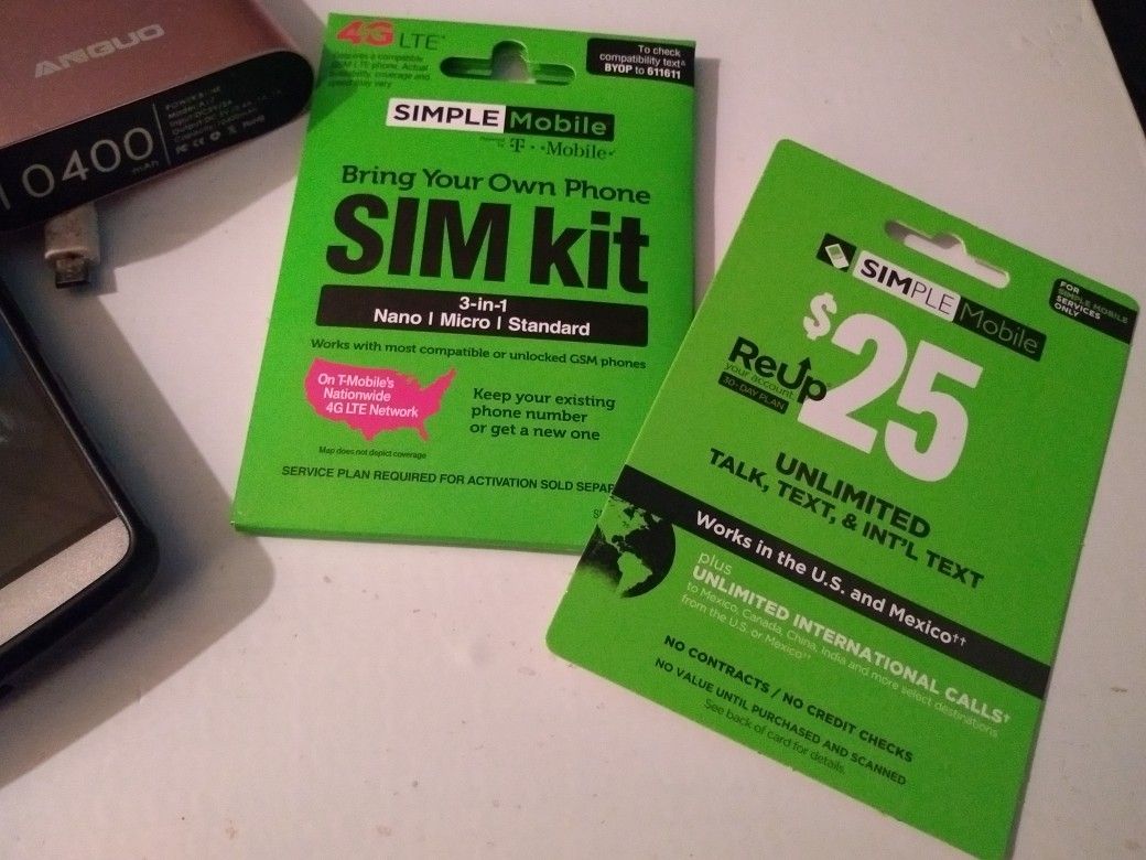 $25 Simple Mobile card and SIM activation kit, with receipt from Best Buy unscratched