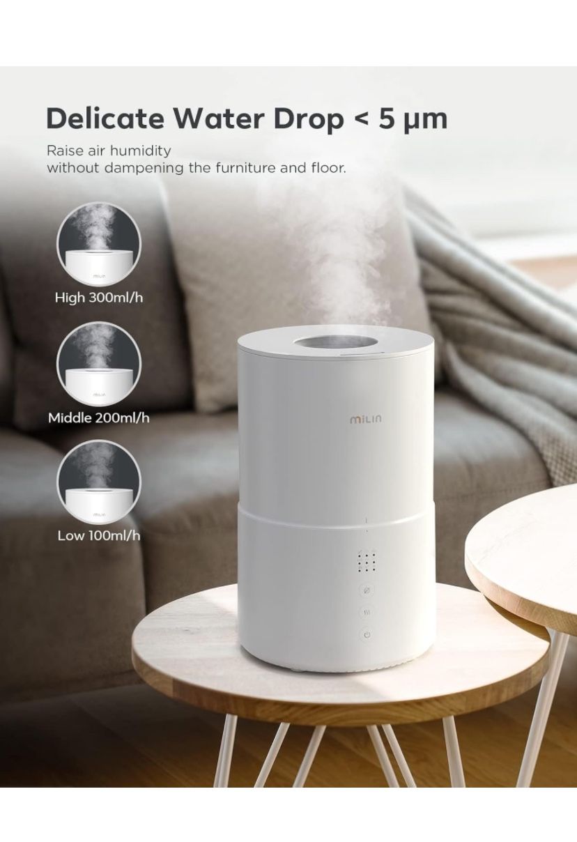 Cool Mist Humidifier, Top Fill Germ Free Humidifiers for Bedroom with Essential Oil Diffuser for Large Home, Baby, Plants, Kids, 20 Hours Air Humidifi