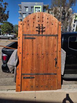 Rustic Solid Wood Gate with Wrought-Iron Hardware