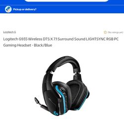 Logitech G935 Wireless DTS:X 7.1 Surround Sound LIGHTSYNC RGB PC Gaming Headset - Black/Blue