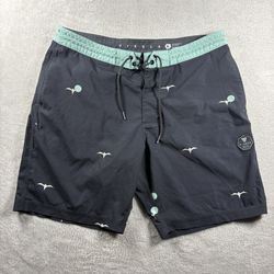 Vissla Boardshorts Shorts Men’s 36 Black Seagull Hawaii Surf Swim Water #3F
