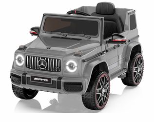 ANPABO 12V 7AH Licensed Mercedes-Benz G63 Electric Car for Kids, Grey Parent remote control ride on car for kids w/ 3-speed, LED headlights, music pla