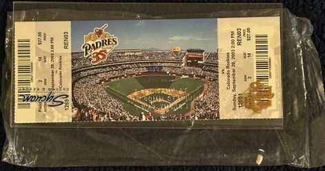 Padres Final Game at Qualcomm Stadium Ticket Display – 2003