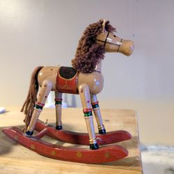 Approximately 7in Tall Handcrafted Amish Made Toy Rocking Horse