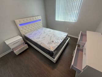 Full size bed frame with mattress 1 nightstand dresser all new furniture free delivery free installation