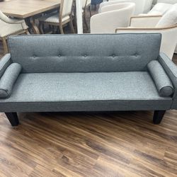 New 72" Upholstered Modern Futon Sofa Bed, Gray